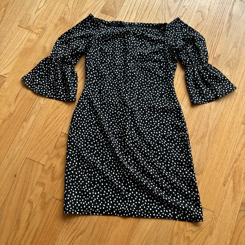 Ralph Lauren Black and White Polka Dot Long Sleeve Dress